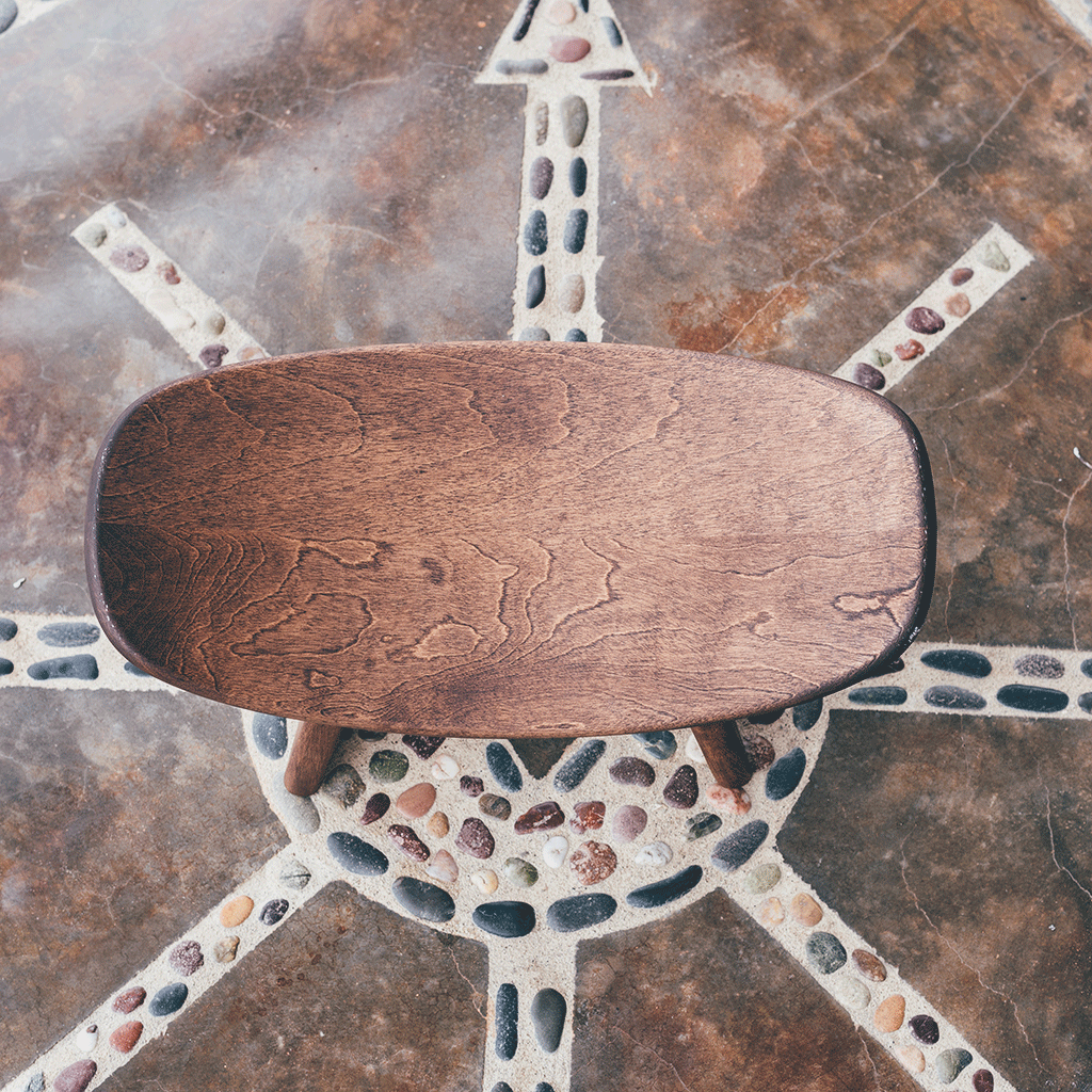 ikuko ergonomic wood kneeling meditation bench dark brown top view