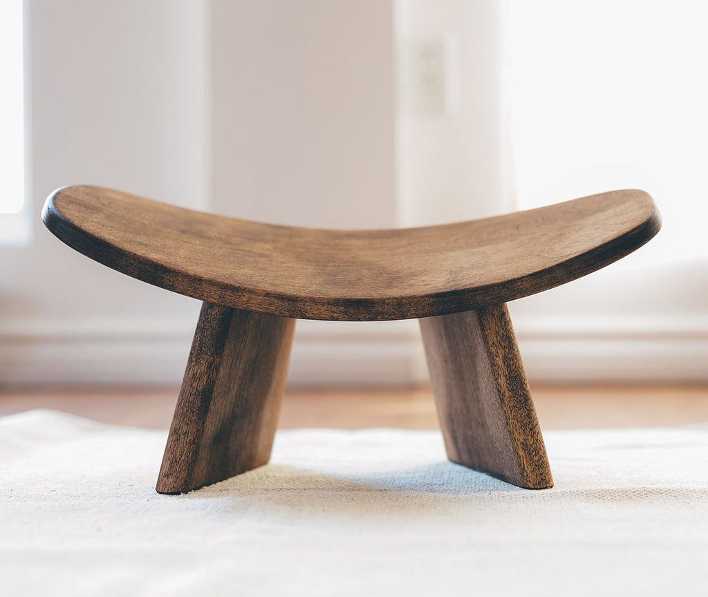 ikuko ergonomic wood kneeling meditation bench assembled dark brown
